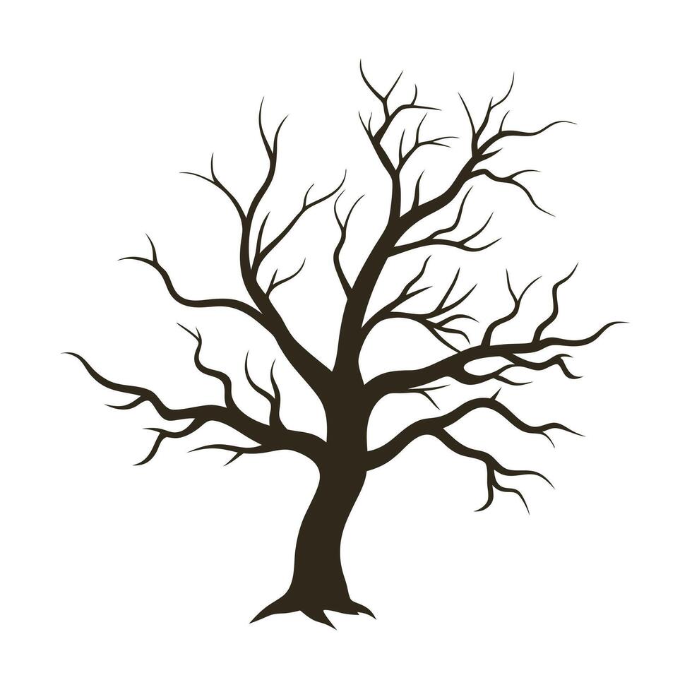 Twisted Creepy Bare Tree Silhouette vector