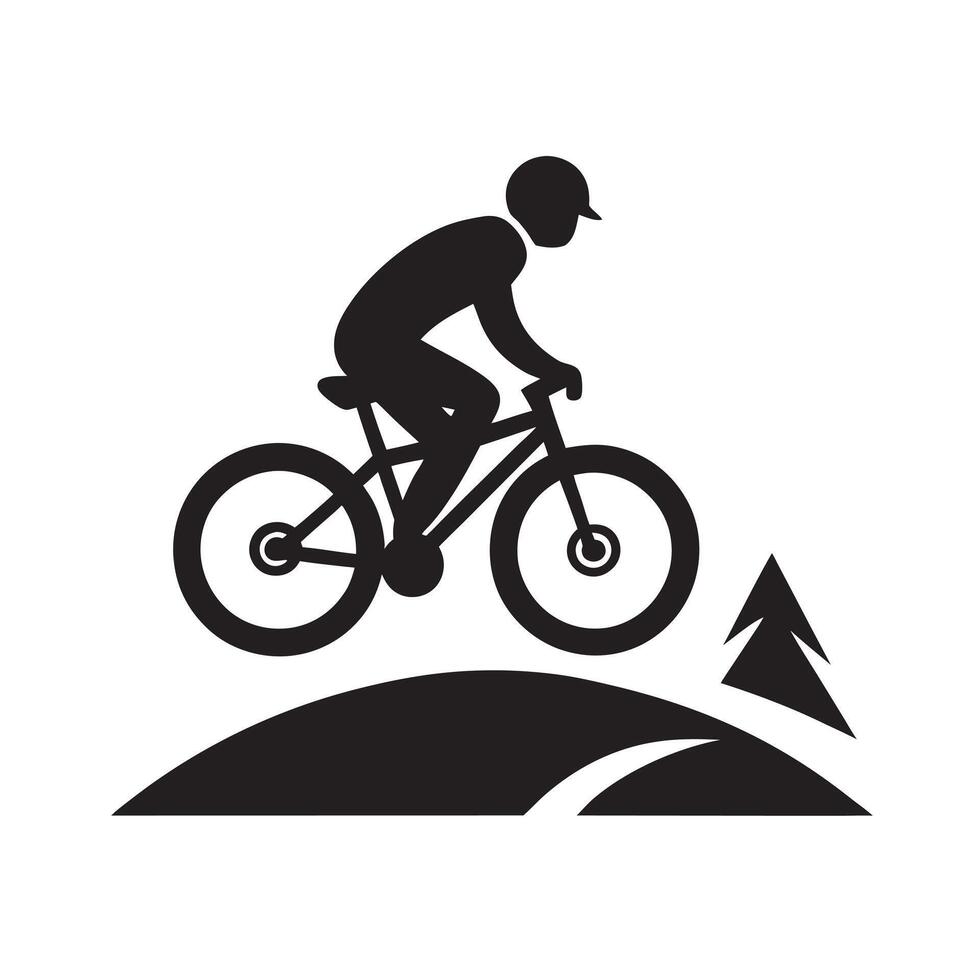 Mountain Biker On Rugged Trail vector
