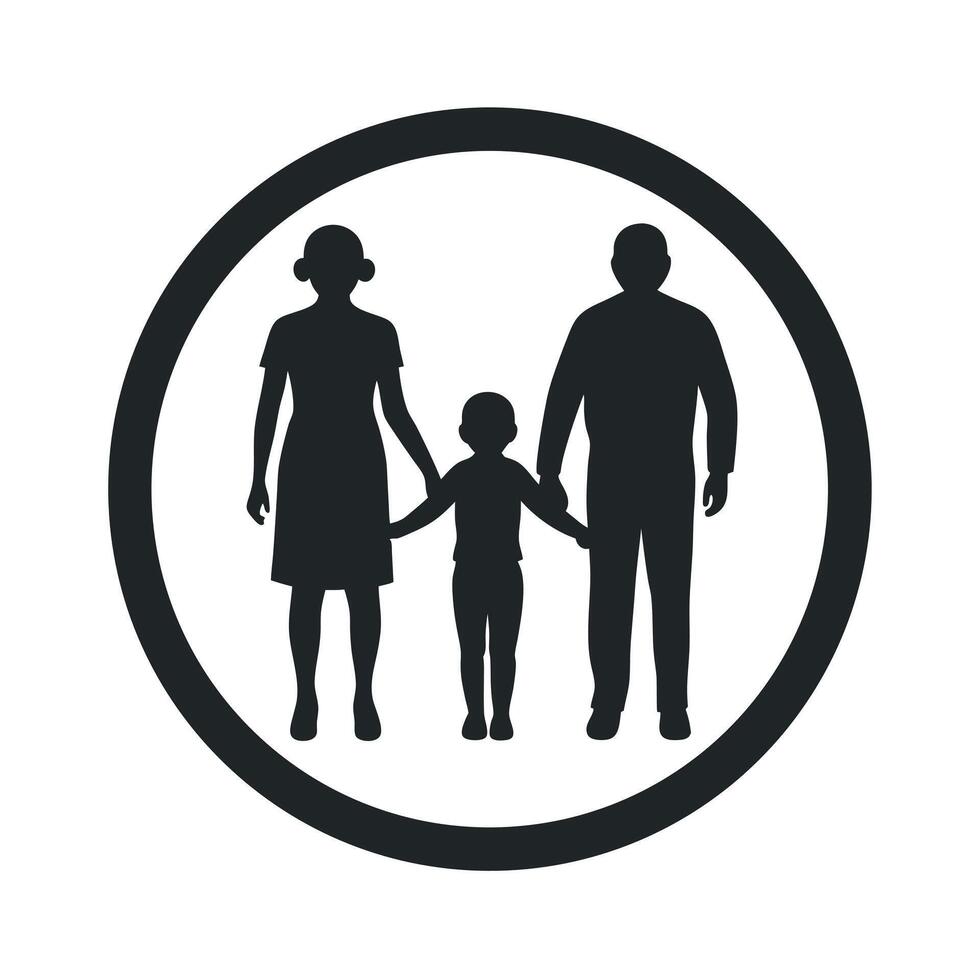 Three Generation Family Circle Holding Hands Silhouette vector