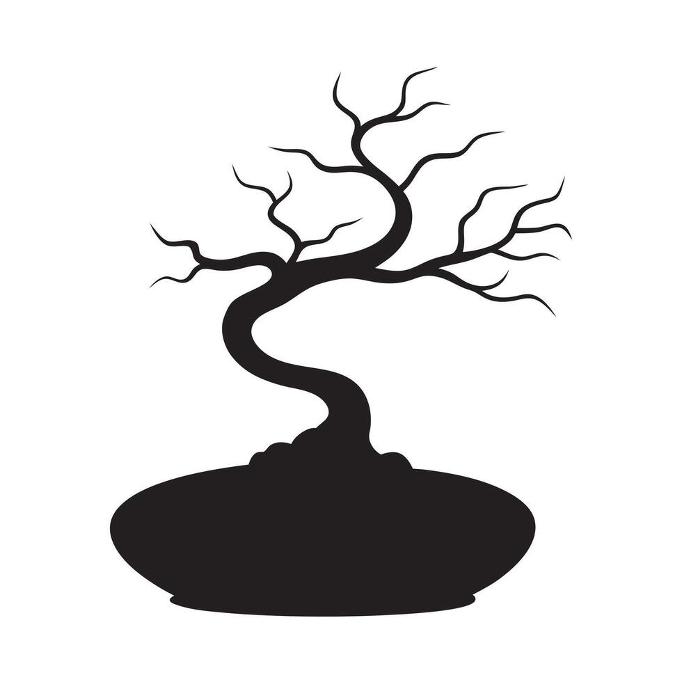 Root Over Rock Bonsai Silhouette vector