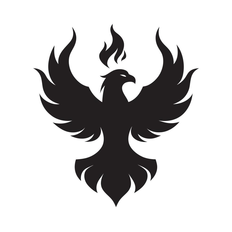 Phoenix Rising In Fire Silhouette vector