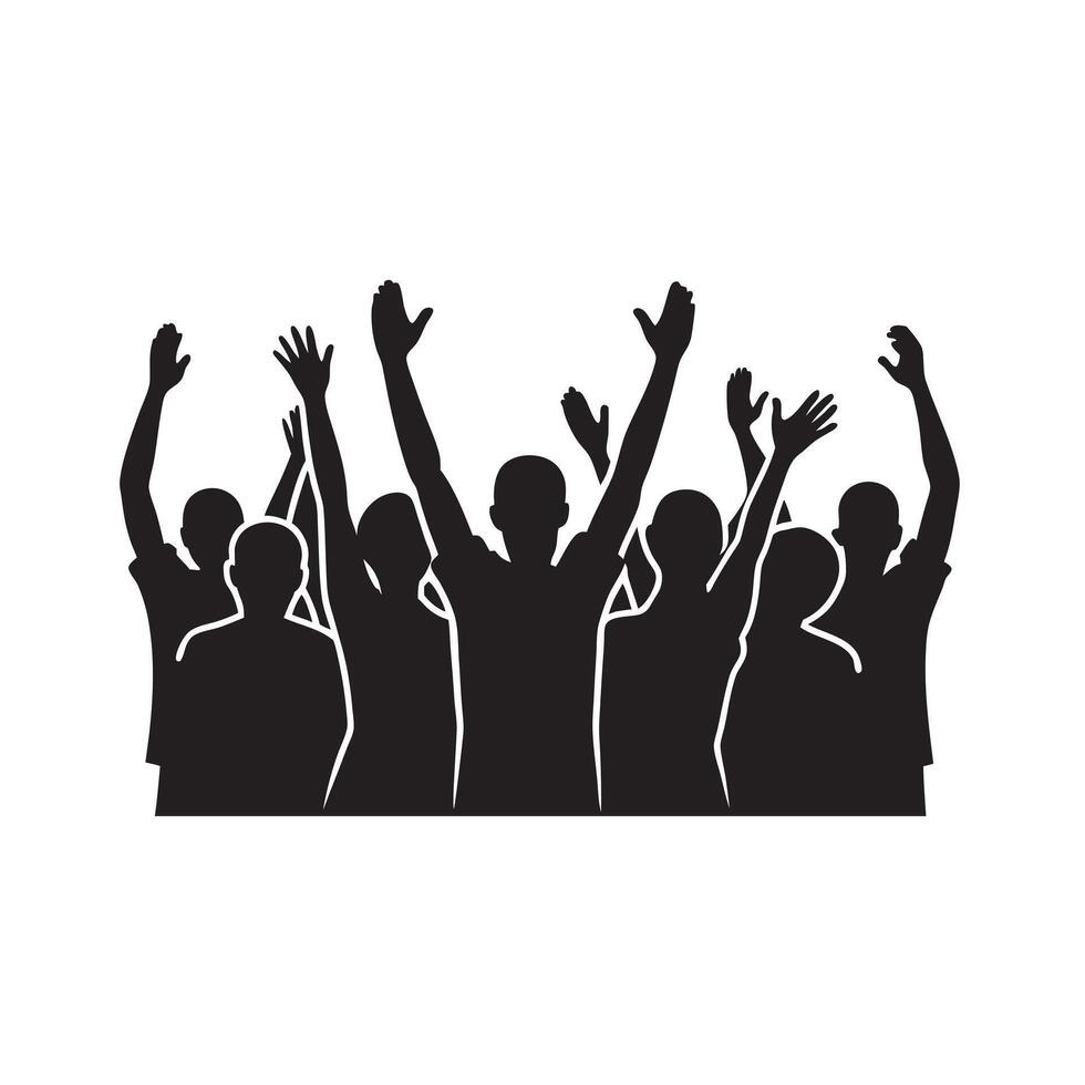Concert Crowd Cheering Silhouette vector
