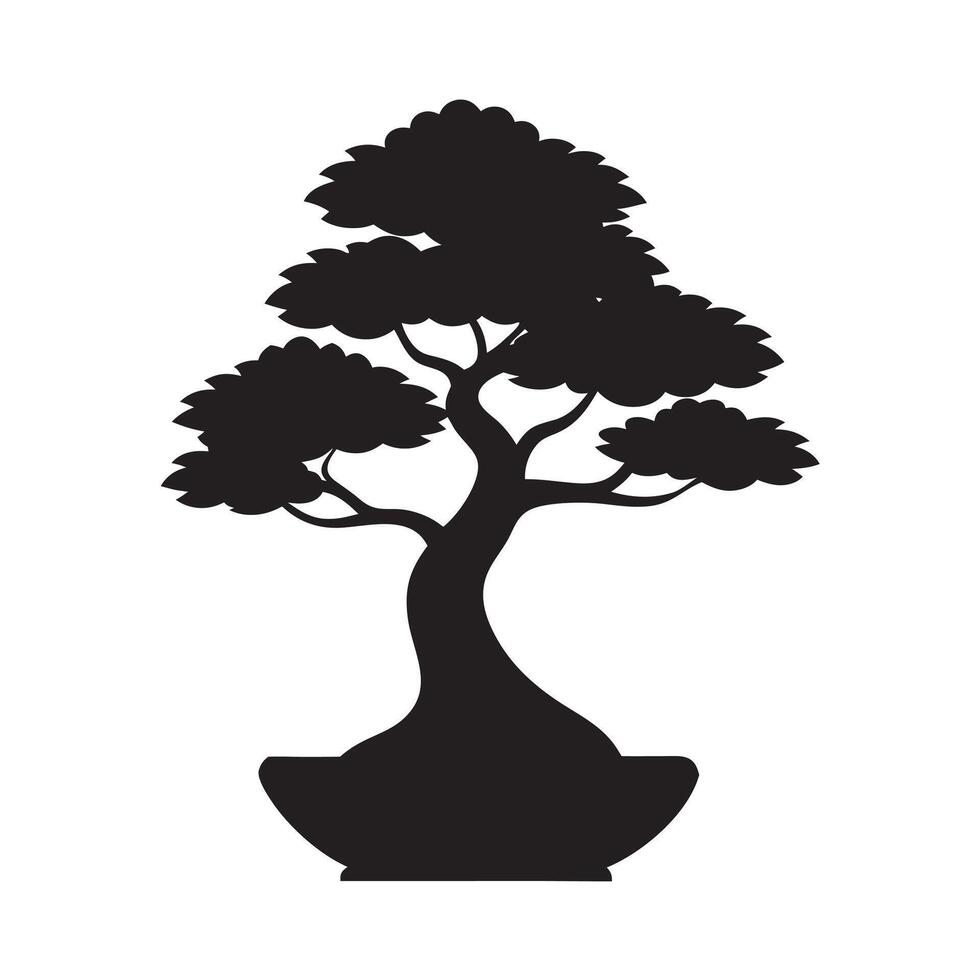 Formal Upright Bonsai Silhouette vector