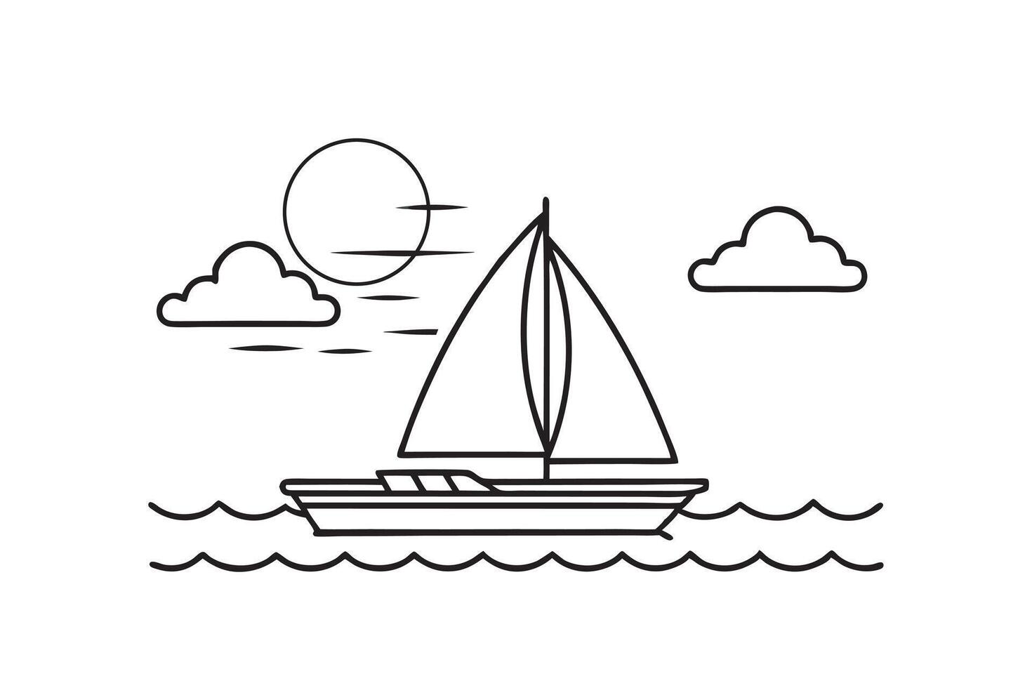 Outlined illustration of ocean voyage vector