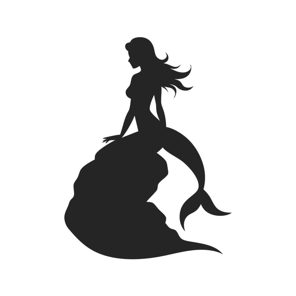 Mermaid Sitting On Ocean Rock vector