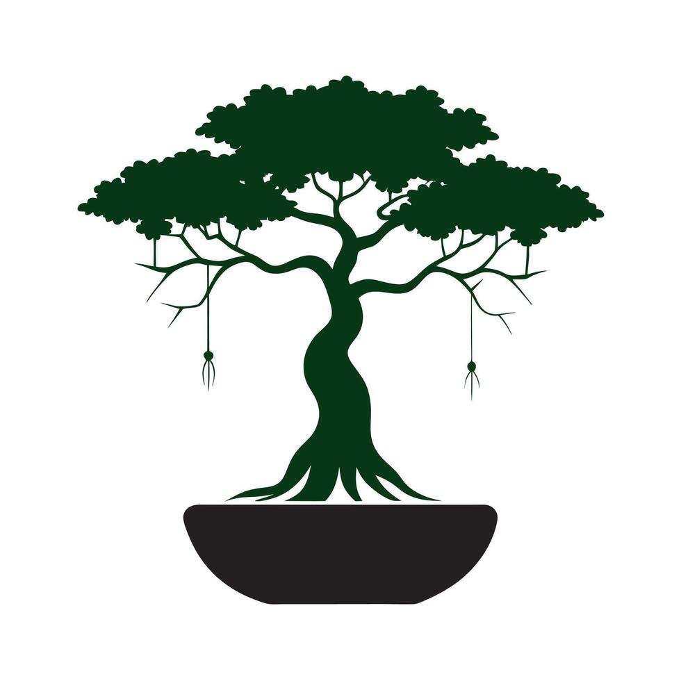 Banyan Style Bonsai Silhouette vector