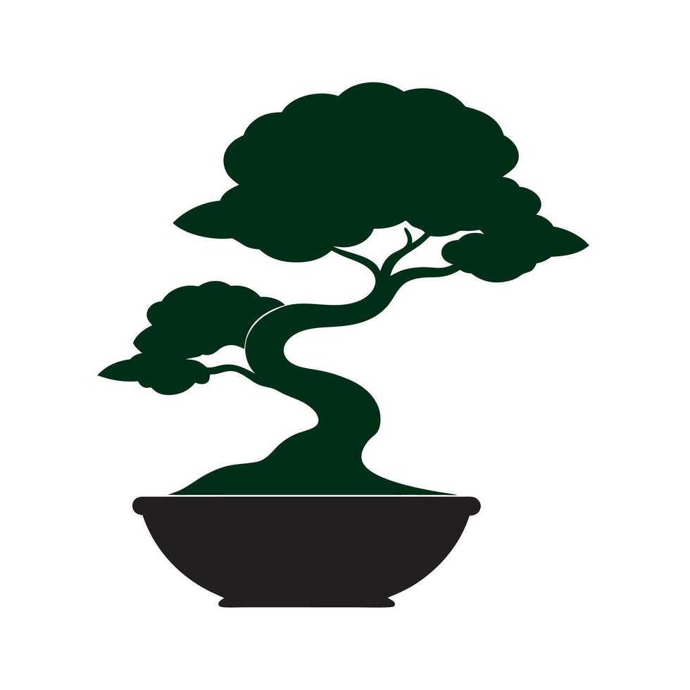 Cascade Style Bonsai Silhouette vector