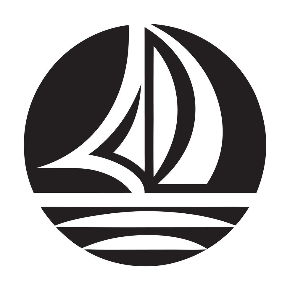 Outlined sail emblem for marine brand vector