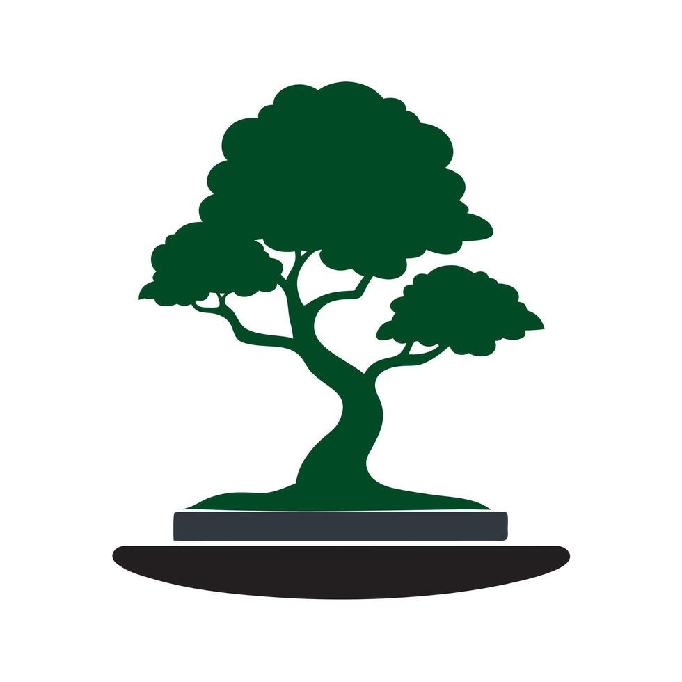 Bonsai On Stand Display Silhouette vector