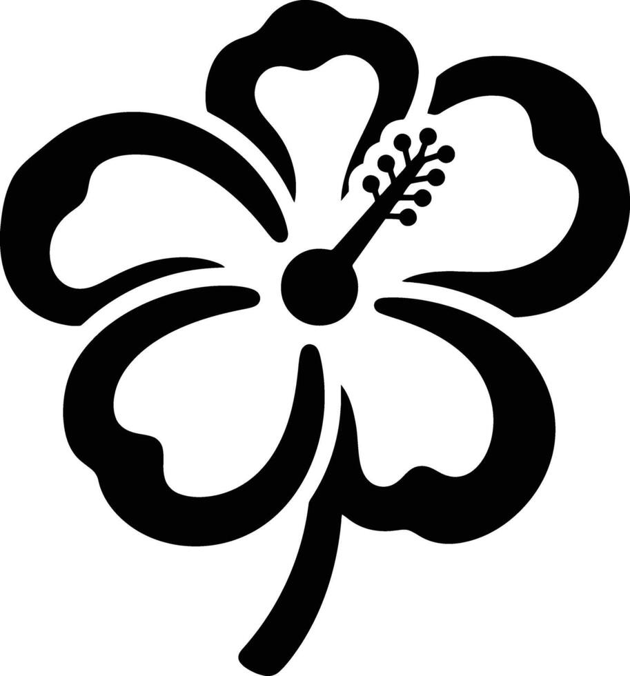 Striking Black and White Hibiscus Graphic, Bold Monochrome Hibiscus Illustration vector