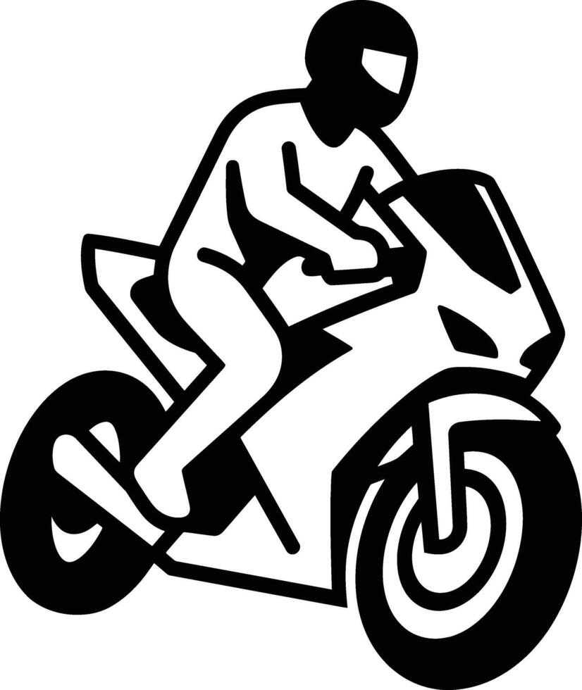 Motorcyclist in action adventure riding pose, Adventure biker silhouette on road vector