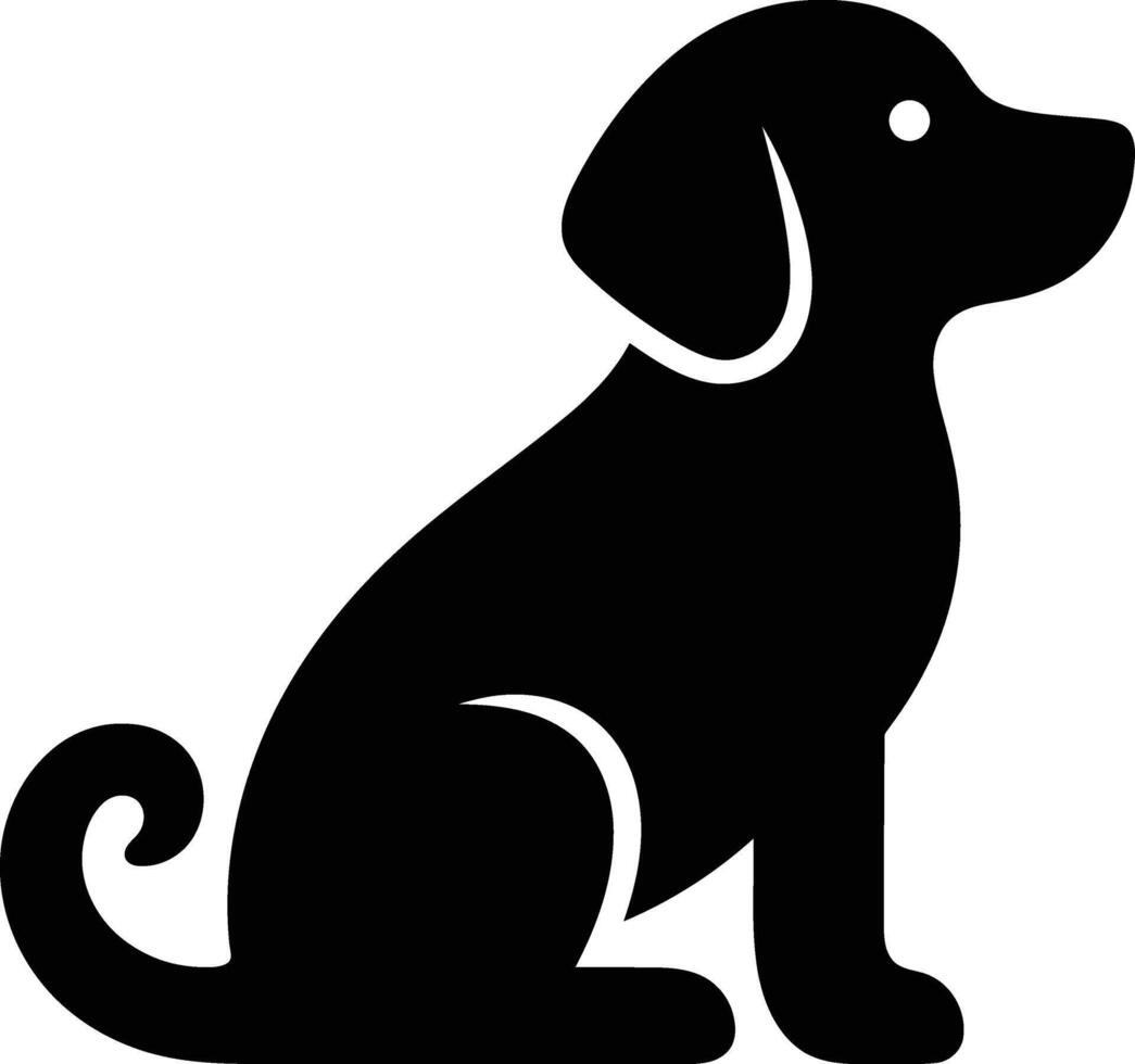 Sitting dog simple black outline, Dog silhouette side view vector