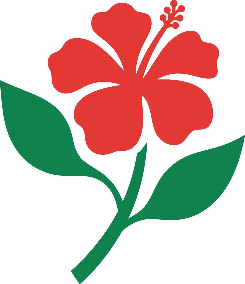 Vibrant Red Hibiscus Flower Graphic, Bright Tropical Hibiscus Illustration vector