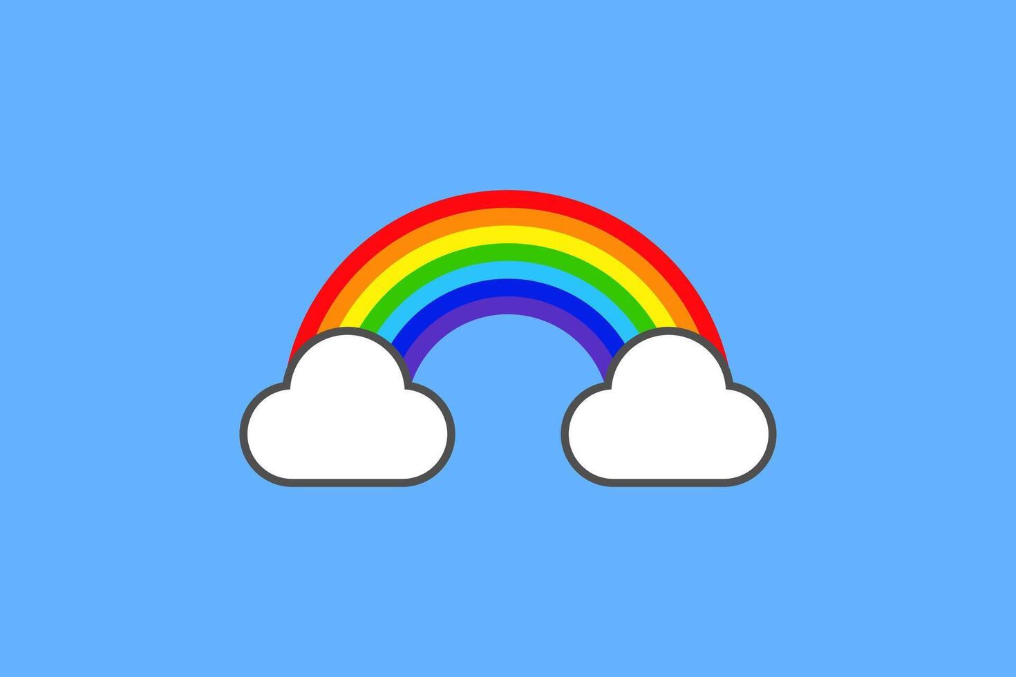 rainbow and clouds flat design icon vector