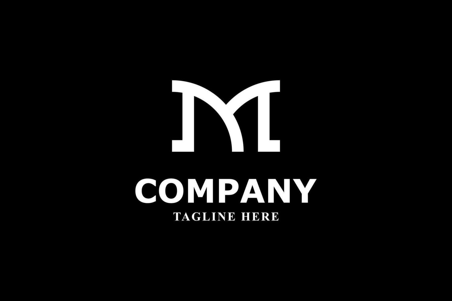 minimalist letter m logo with black background vector