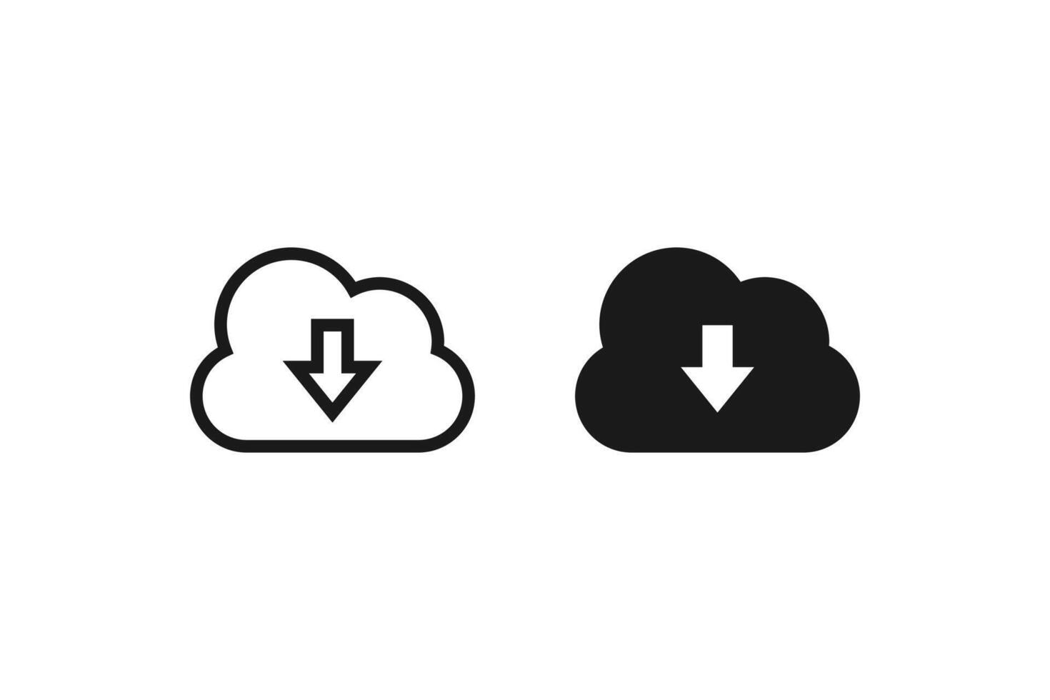arrow down download cloud icon and outline vector