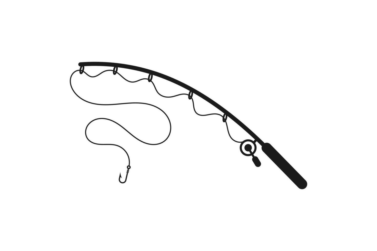 fishing rod with line and hook icon vector