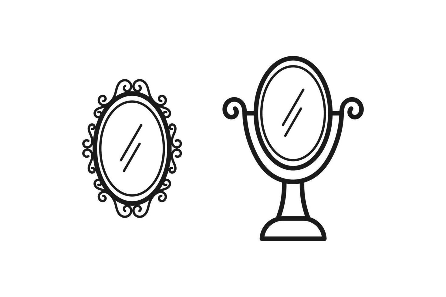 mirror with beautiful royal decoration icon outline vector