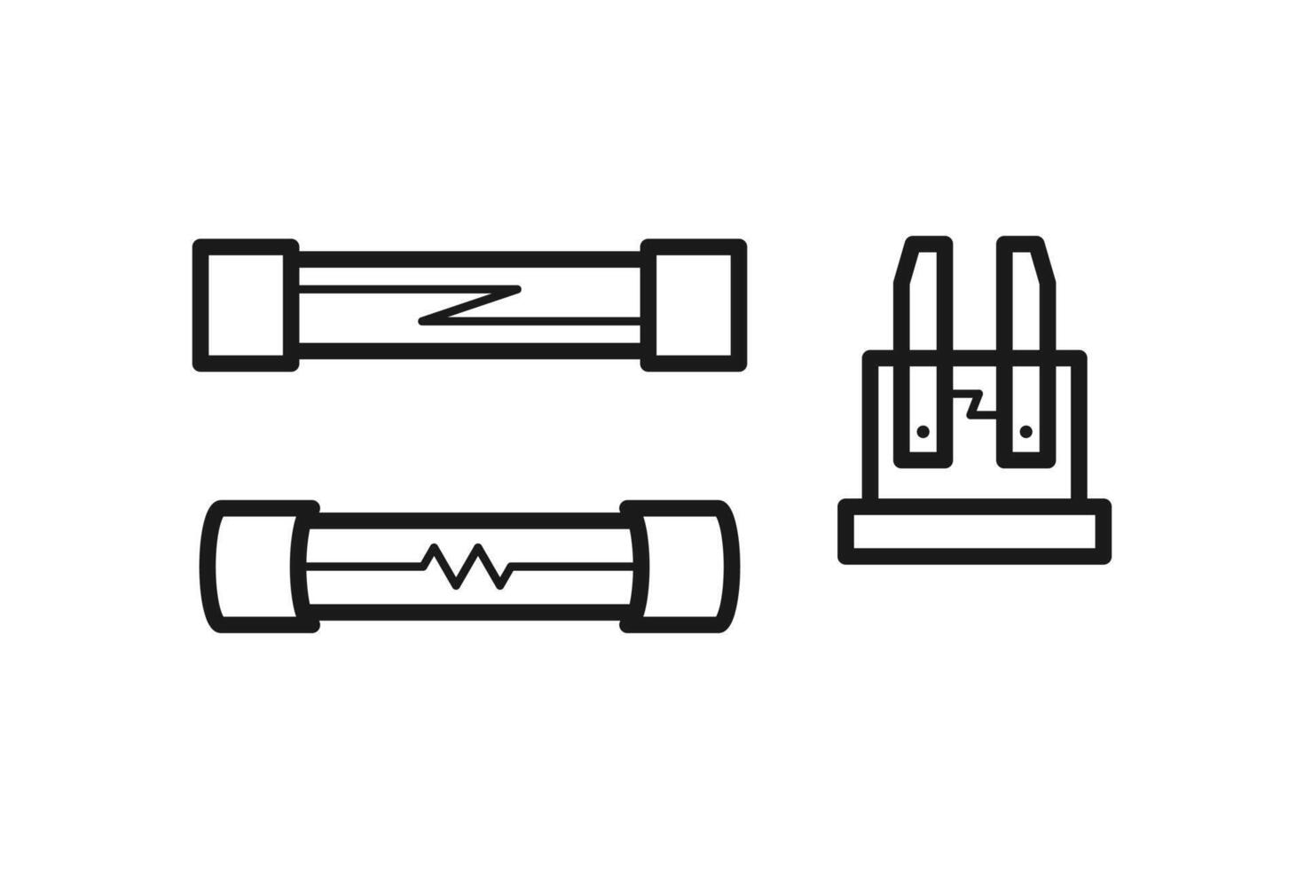 electrical fuse icon and outline vector