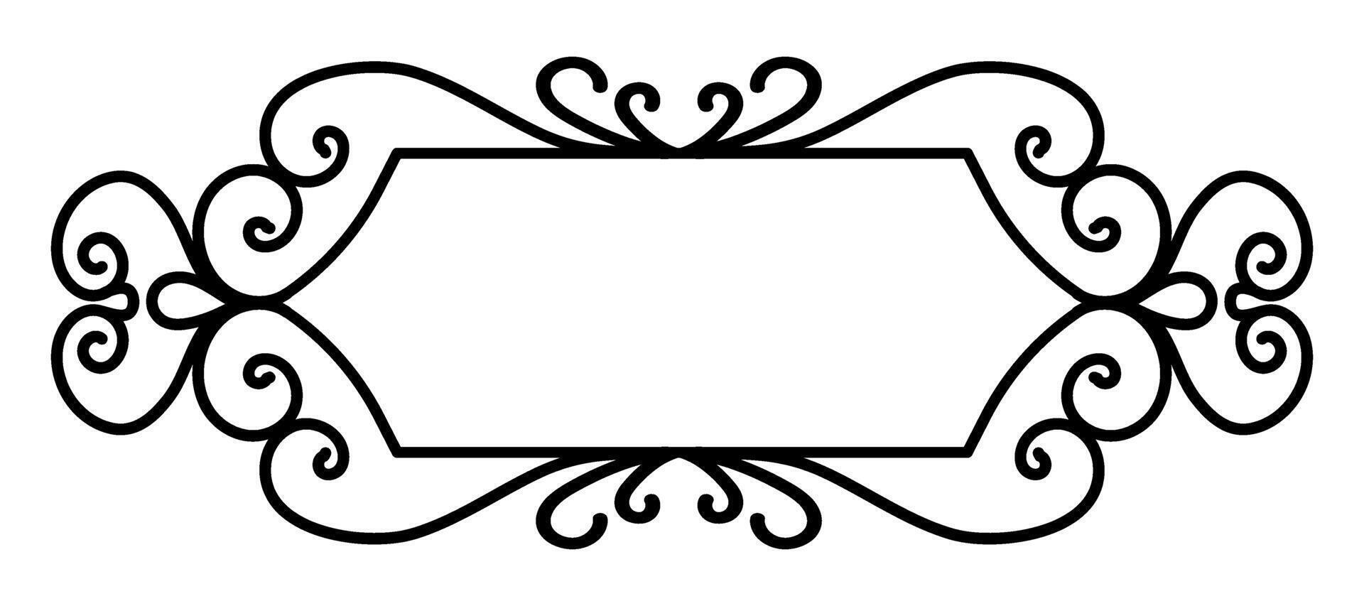 Vintage frame with swirls. Blank for inscription in classic style. Frame for mirror. Silhouette of ornamental frame vector