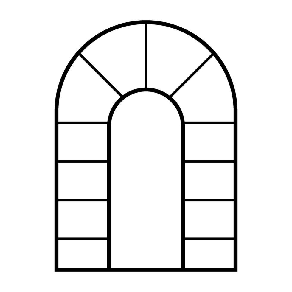Window frame in elegant style with arch. Silhouette black element vector
