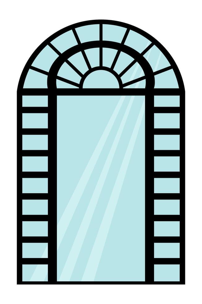 Mirror framed in a geometric arch vector
