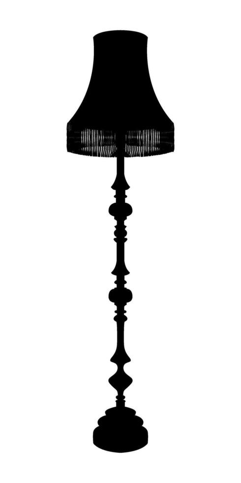 Silhouette of a floor lamp in a classic style with fringe vector