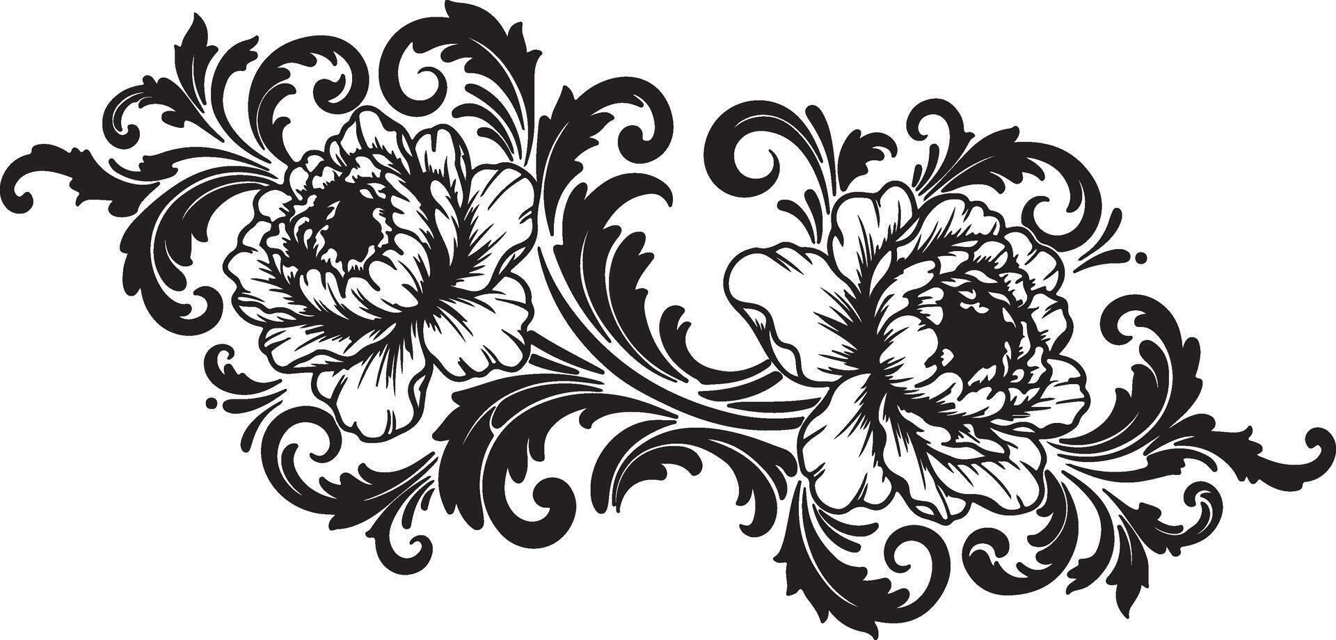 Ornamental Flower with Swirls and Leaves vector