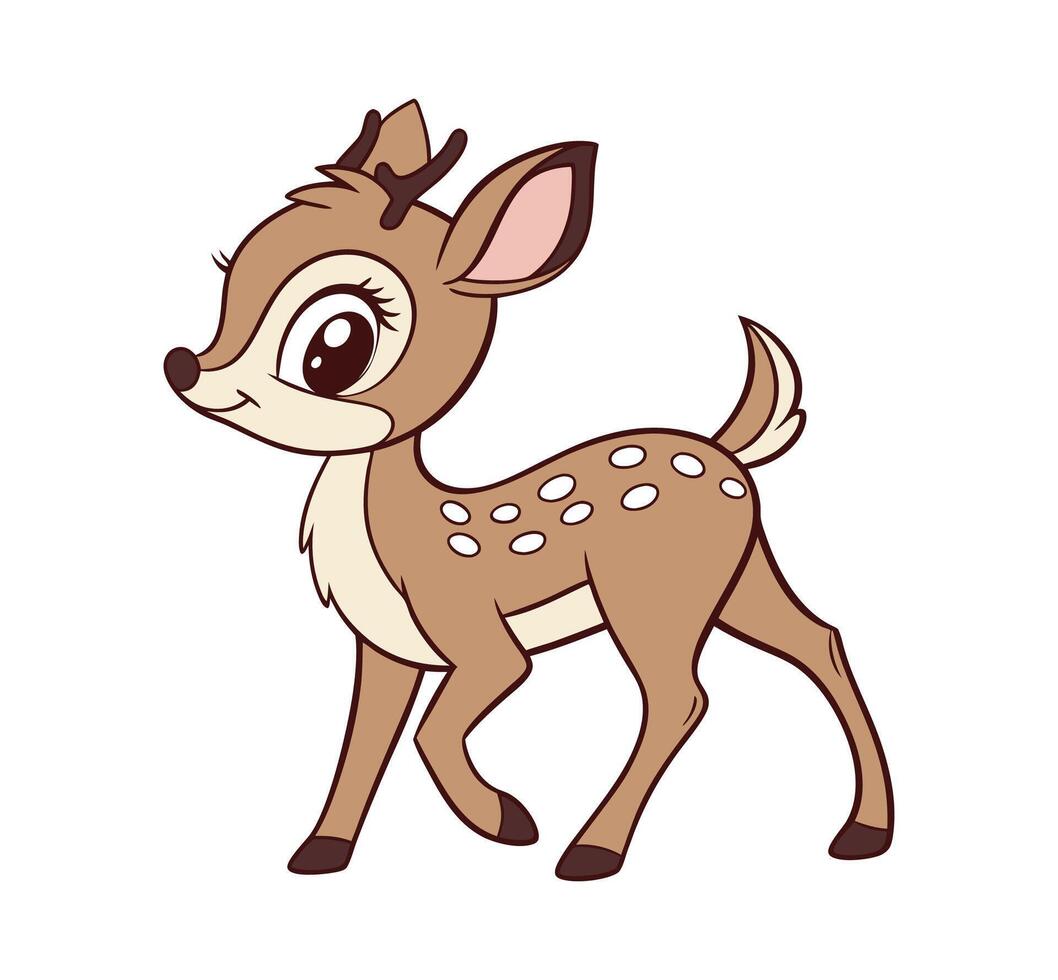 Cute deer cartoon illustration vector