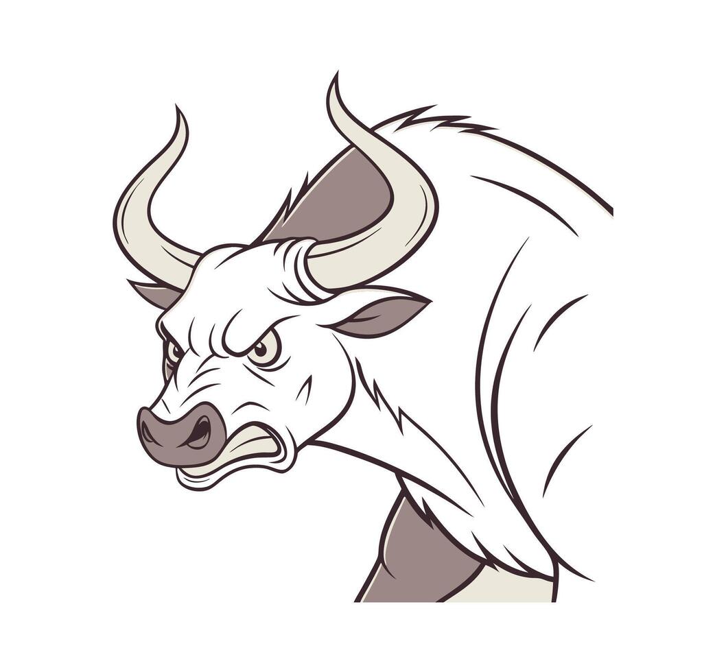 A wild angry bull face design vector
