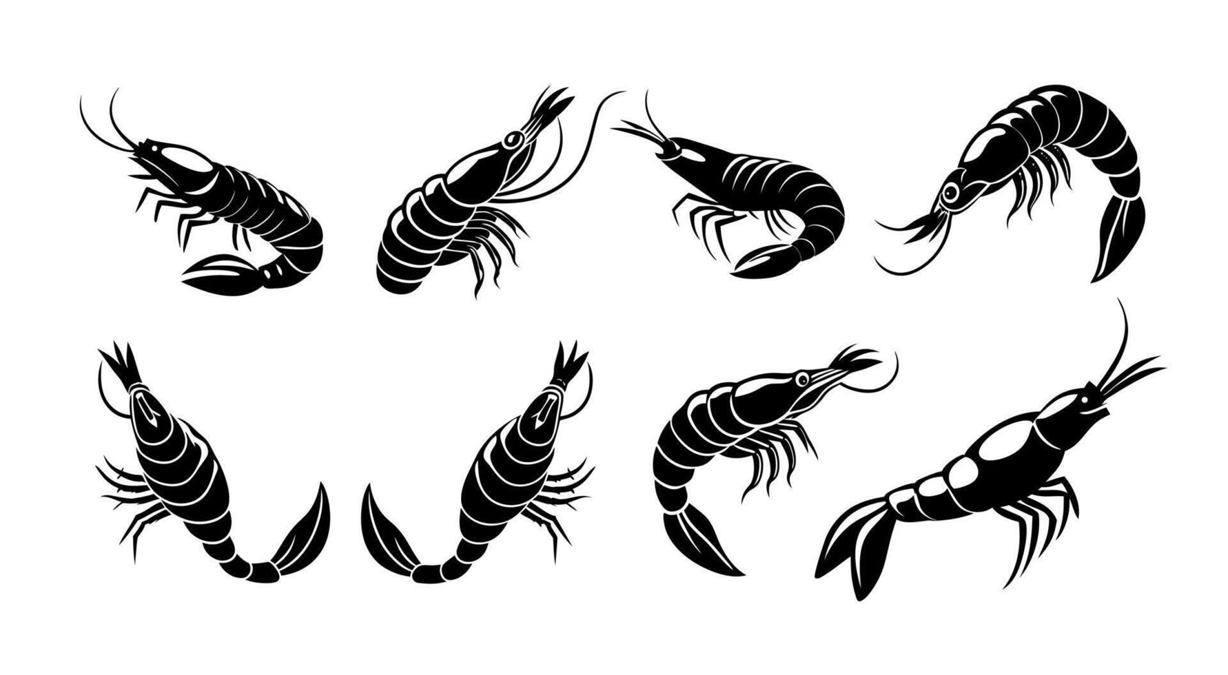 Shrimp silhouette design vector