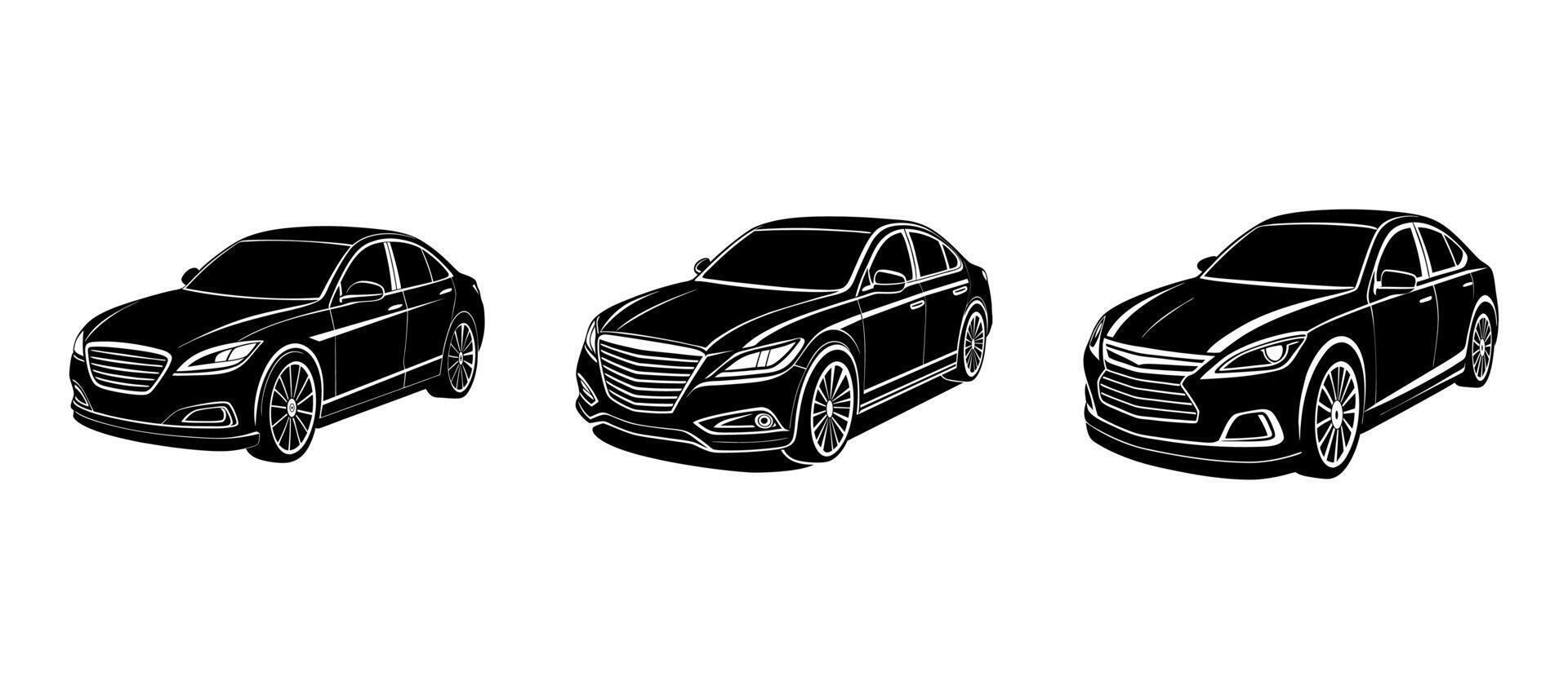 Three black car design with white background vector