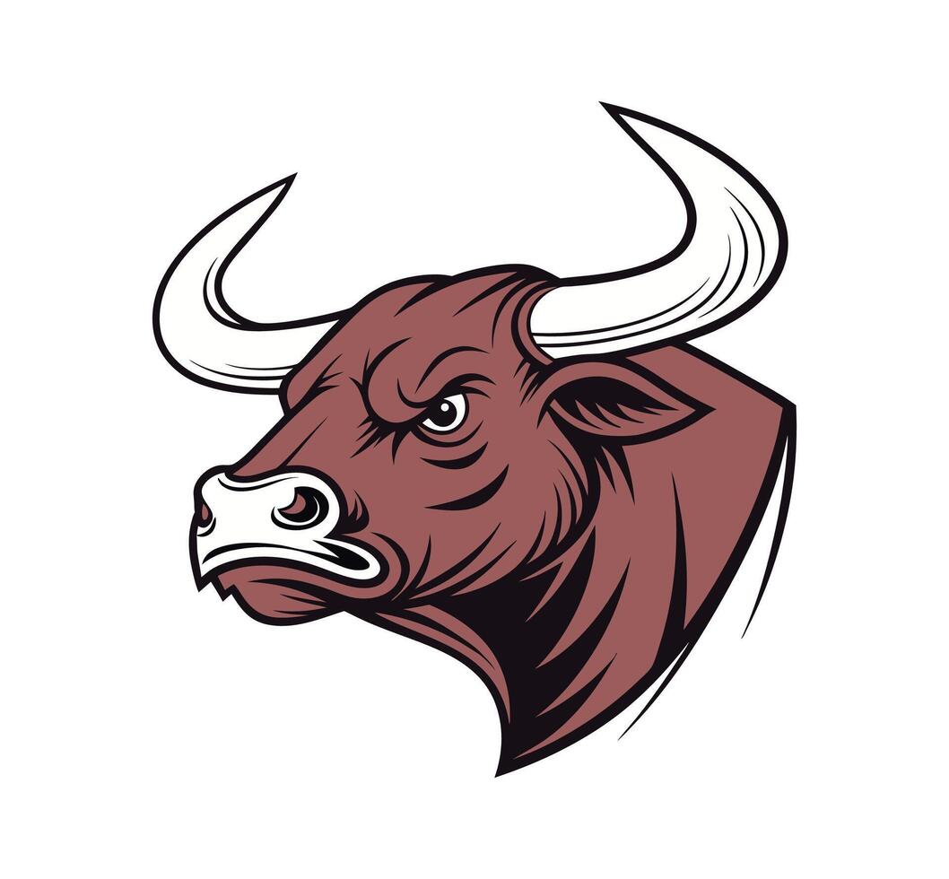 Angry red bull head design vector