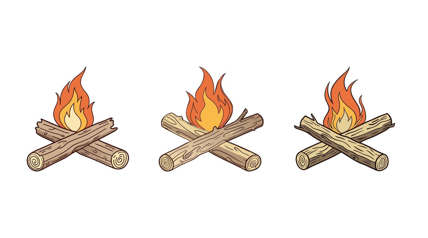 Fire flame with wood vector