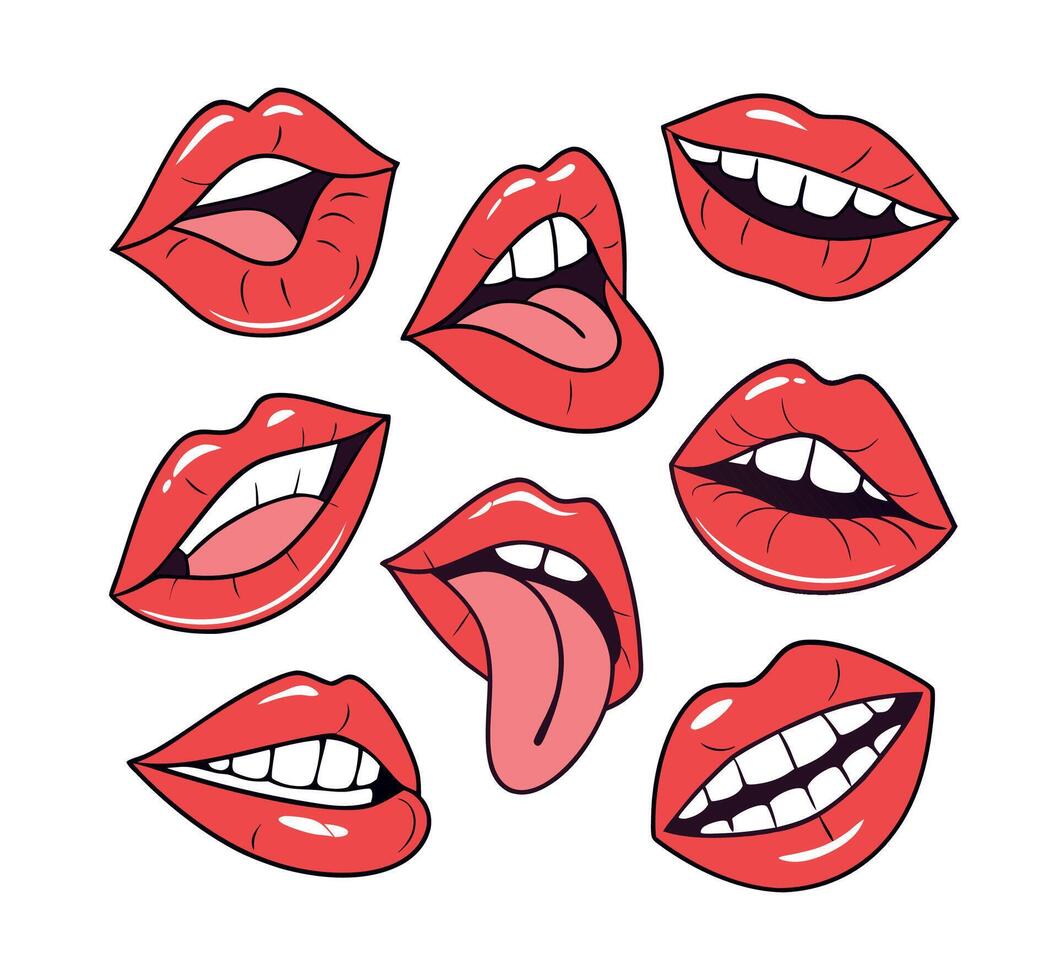 Red lip design vector