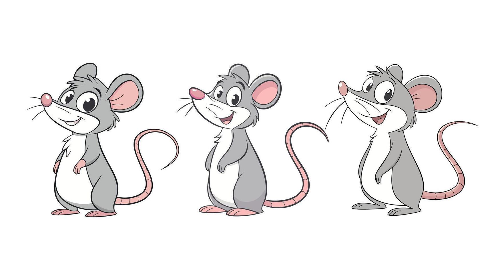 A cute cartoon rat standing upright with large tail.eps vector
