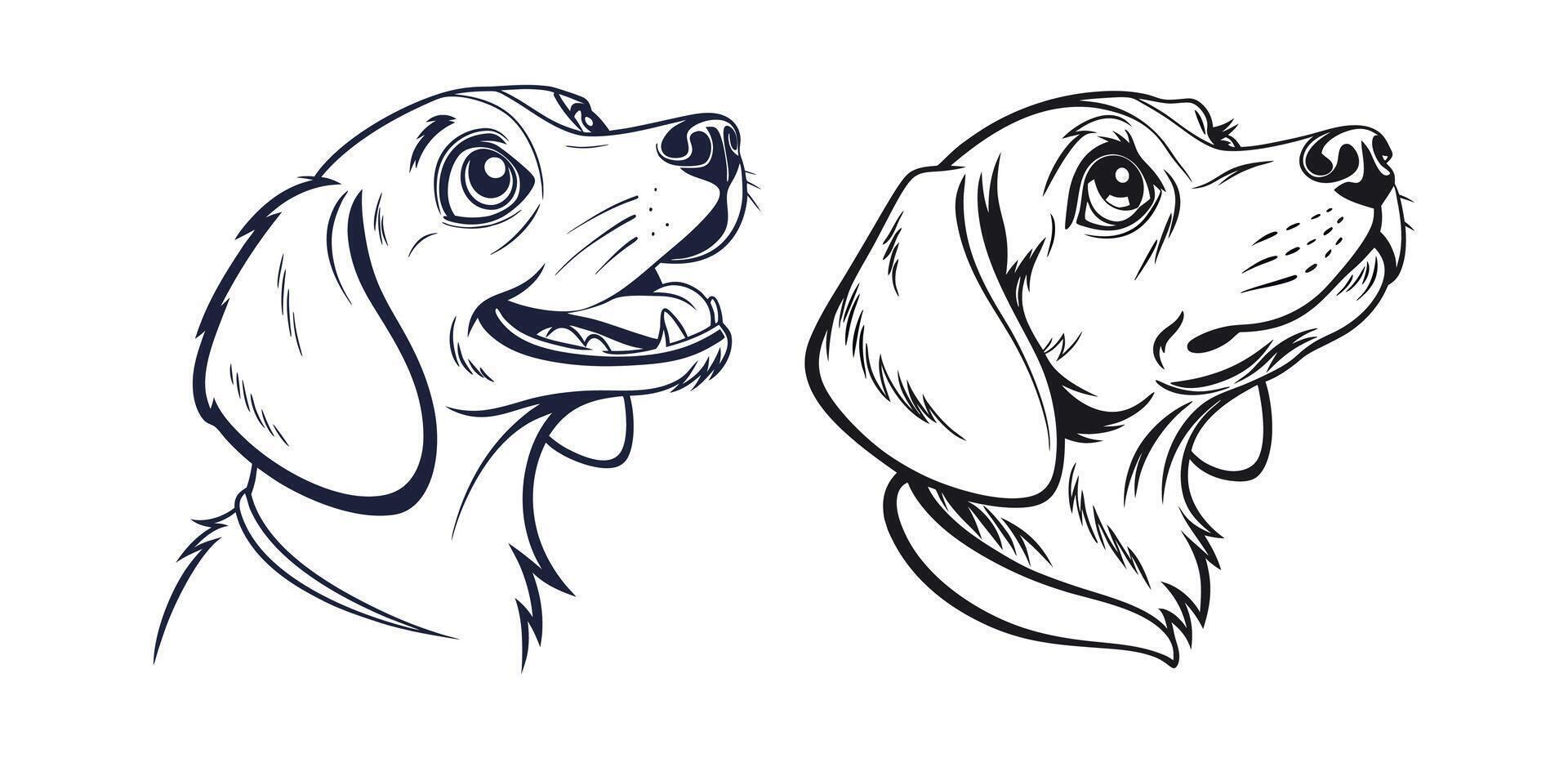 Two cute dog head design vector
