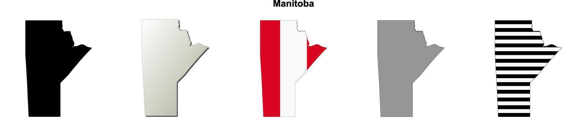 Manitoba, Canada blank outline map set vector