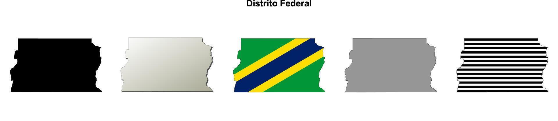Distrito Federal, Brazil outline map set vector