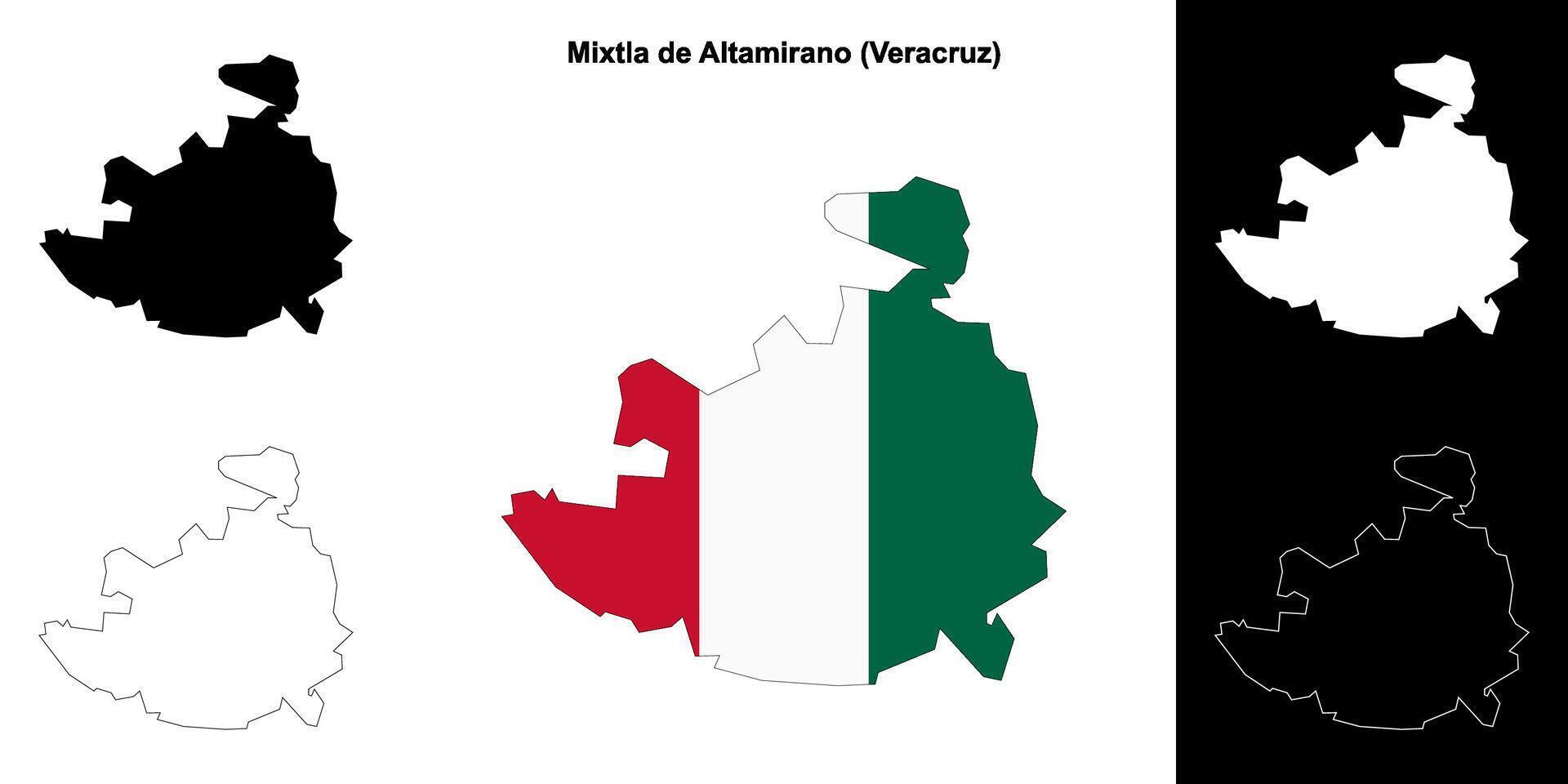 Mixtla de Altamirano municipality, Veracruz outline map set vector