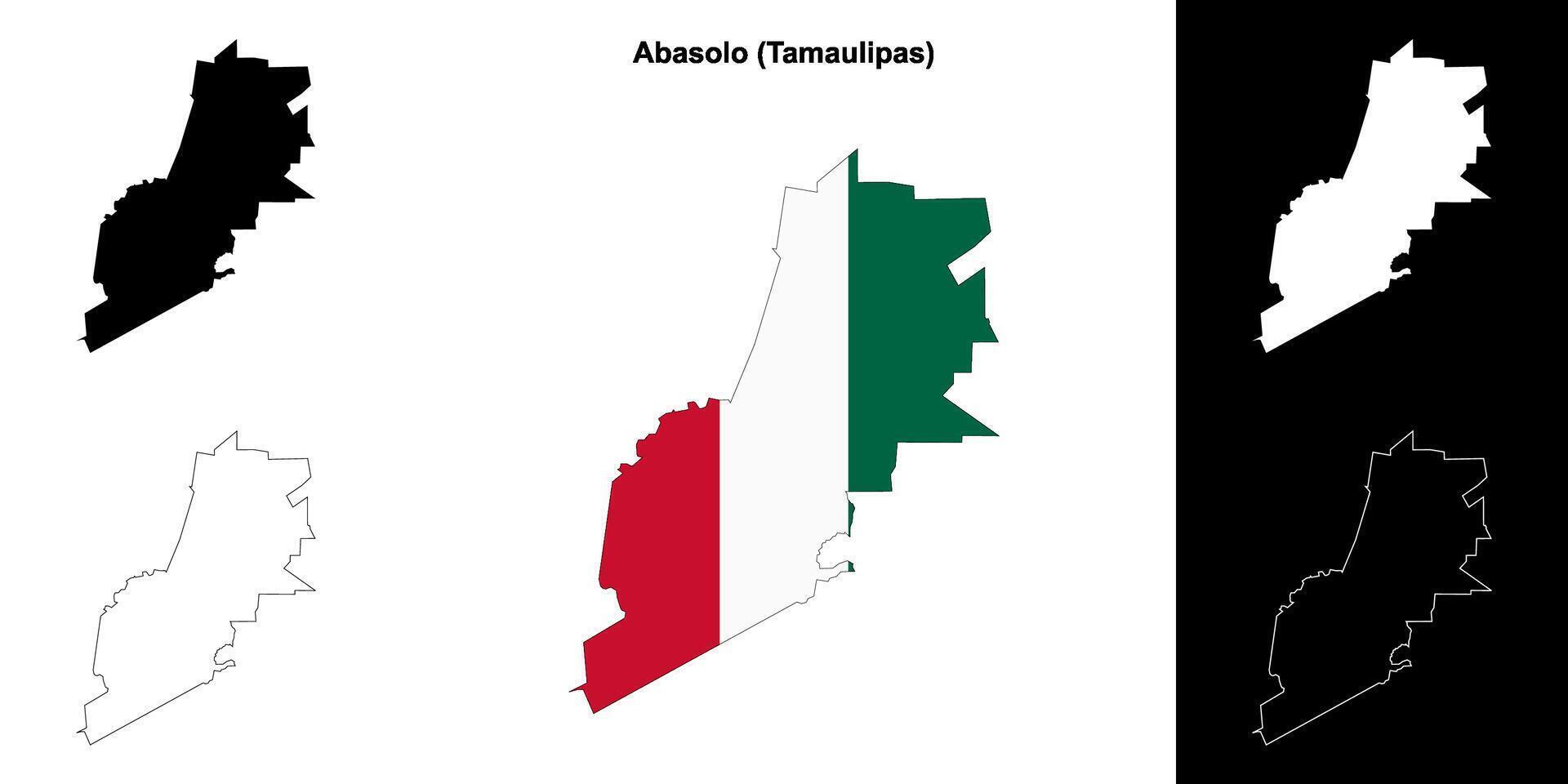 Abasolo municipality, Tamaulipas outline map set vector