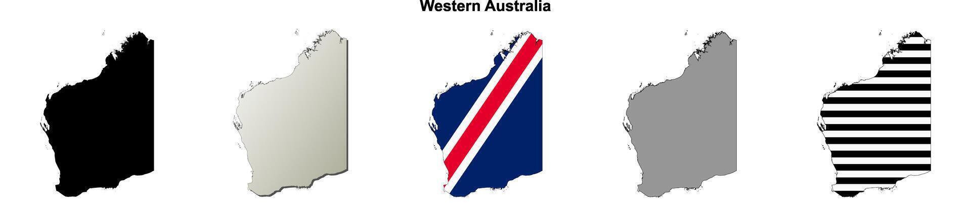 Western Australia outline map set vector