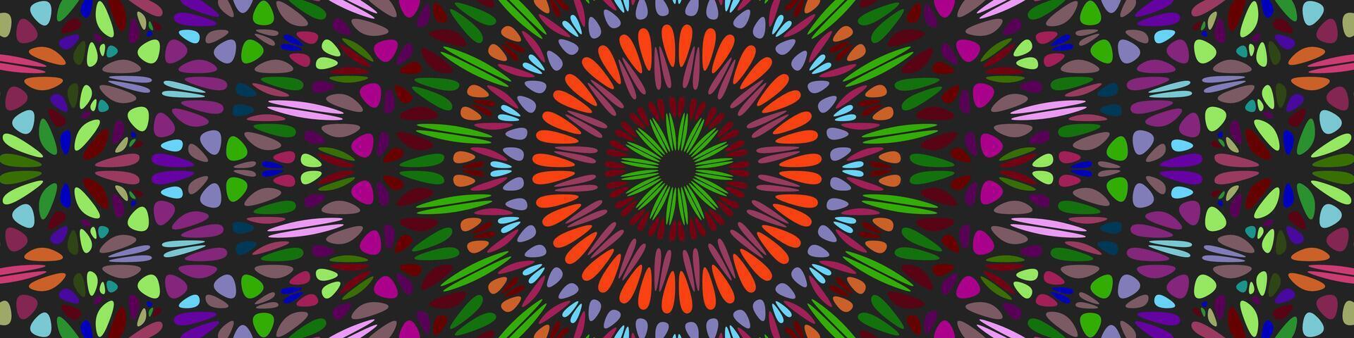 Geometrical oriental psychedelic flower pattern background - circular abstract colorful design vector