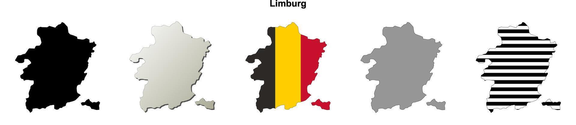 Limburg province, Belgium outline map set vector