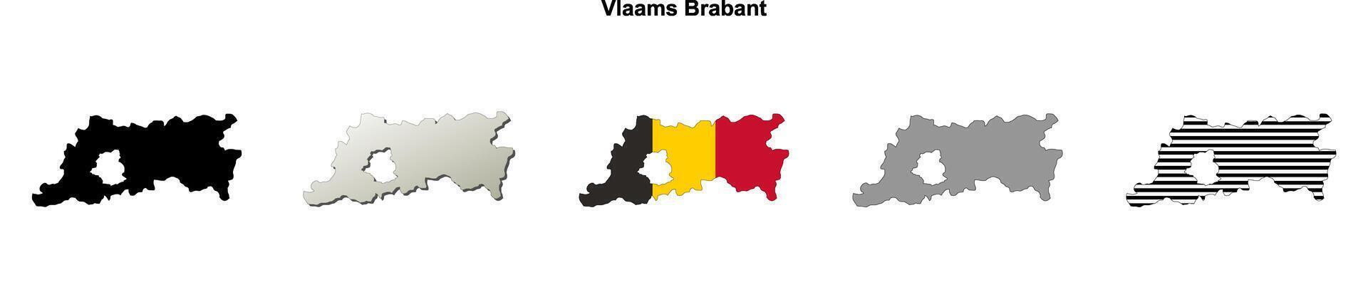 Vlaams Brabant province outline map set vector