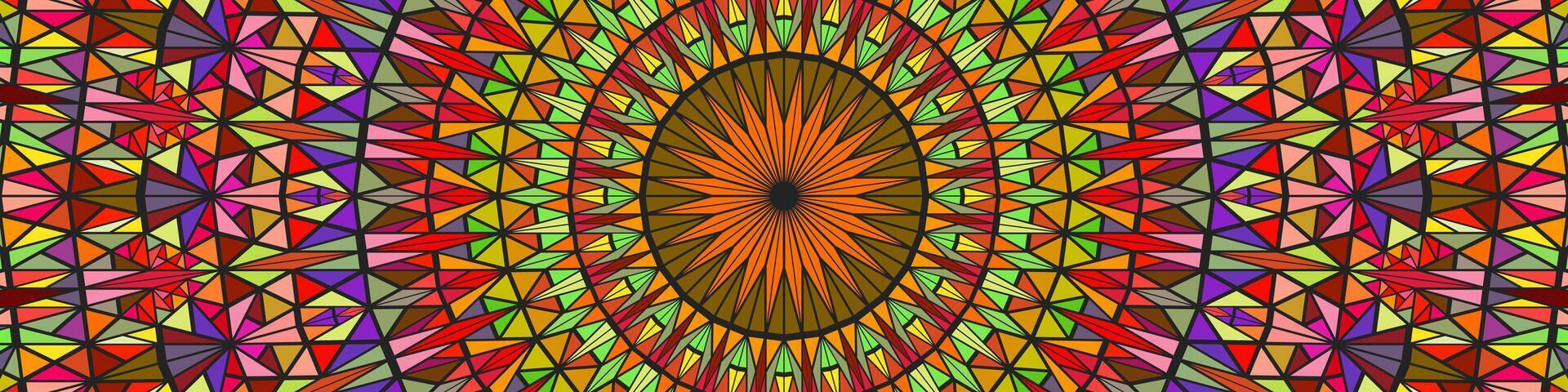 Geometric colorful pattern mosaic mandala background - multicolored circular design vector