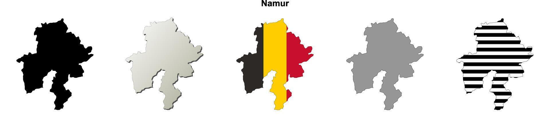 Namur province outline map set vector