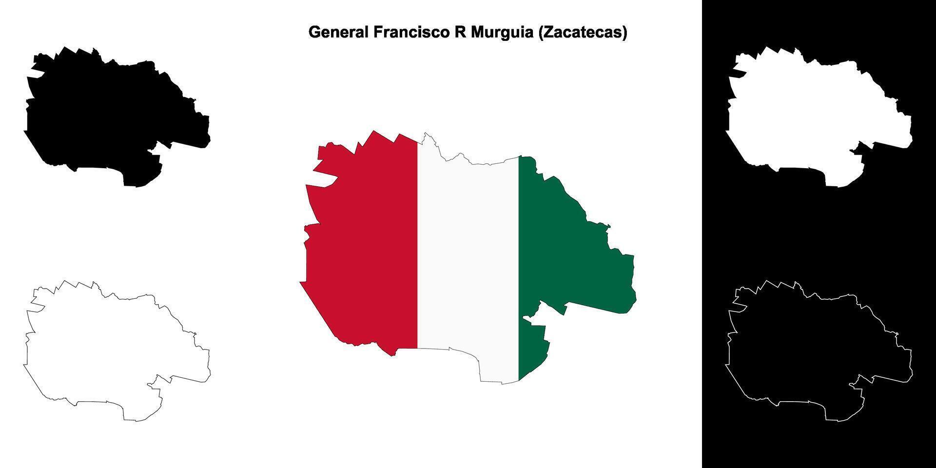 General Francisco R Murguia municipality, Zacatecas outline map set vector