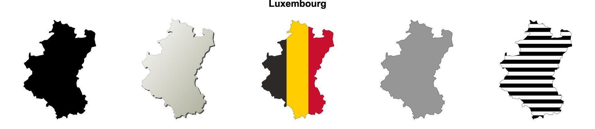 Luxembourg province outline map set vector