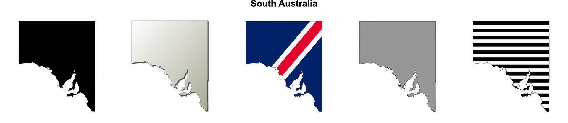South Australia outline map set vector
